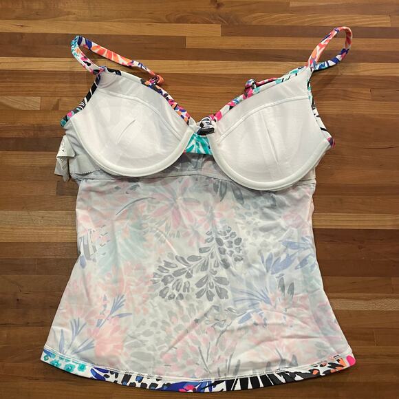 Island Escape Women's Printed Gemini Underwire Tankini Top 6 - Picture 7 of 10